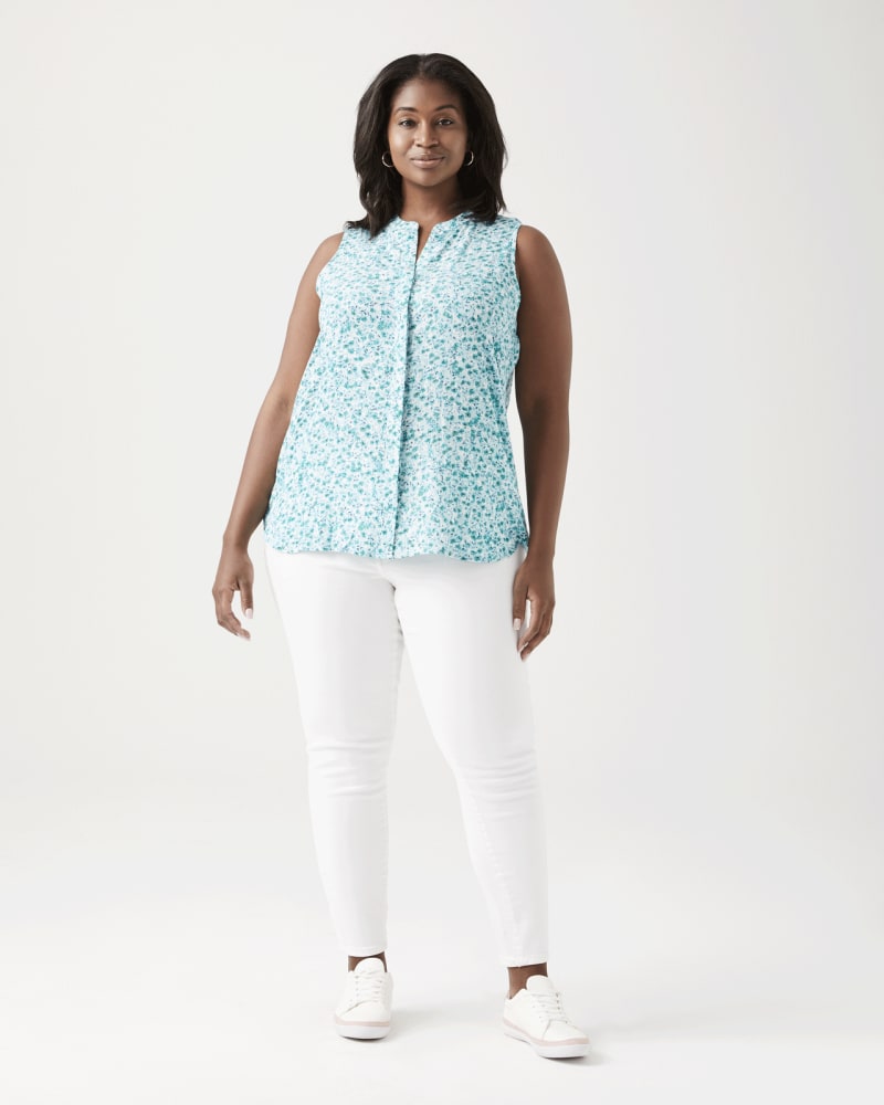 Plus size model wearing Fiona Silk-Blend Top by Downing Studio | Dia&Co | dia_product_style_image_id:129414